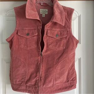 Cabela's corduroy zip up vest Medium Pink pockets